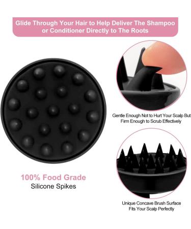 Soft Silicone Scalp Massager & Shampoo Brush for Hair Growth - Exfoliating Hair Wash Scrubber for Men Women & Pets (Black) - Buy Online on GoSupps.com