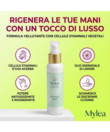 Mylea Natural Care Steminal Touch Hand Cream Made in Italy Regenerating with grape stem cells lemon oil and Aloe Vera 100 ml made in Italy - Buy Online on GoSupps.com