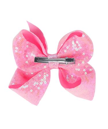 AMYDECOR 6 Inch Pink Sparkly Glitter Sequin Hair Bows for Girls (2PCS) - Cute Accessories for Toddlers, Kids, Children & Teens - Buy Online on GoSupps.com