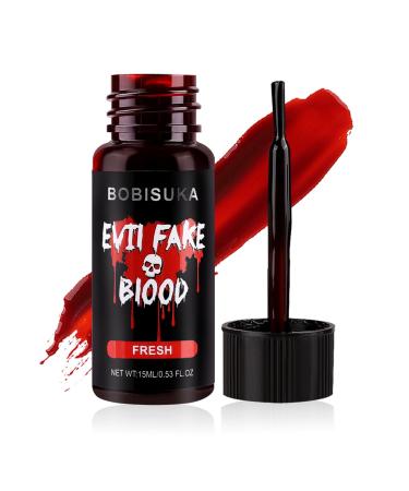 BOBISUKA Halloween Fake Blood Edible Stage Blood 0.53oz Realistic Vampire Blood SFX Makeup Kit Washable Faux Blood Gel for Zombie Monster Special Effects Makeup Costume Cosplay Stage&Film (Fresh)