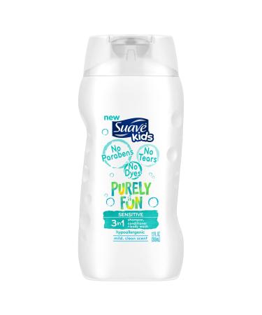 Suave Kids 3 in 1 Shampoo Conditioner Body Wash, Purely Fun Sensitive, 12 oz