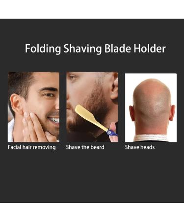 Professional Classic Folding Shaving Holder for Men | Gold & Blue Manual Facial Hair Shaving Tool - Best Shaving Experience - Buy Online on GoSupps.com