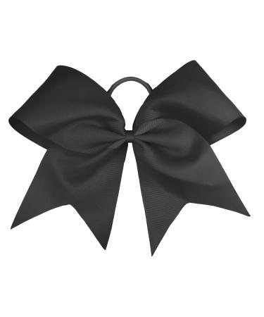 Cheerleader Gifts Softball Gifts Cheer Bows Hair Ties-6 Hair Bows for Girls  Hair Bows for Women Breast Cancer Awareness Mounted on Elastic Ponytail Holders-2pc Cheerleading Hair Bows black