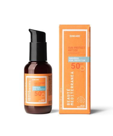 BM-185 - Beaut Mediterranea - SUN PROTECT ANTIOX - Face Sun Cream SPF 50 - Light and Moisturizing - Protects the face and neck - For all skin types - 100 ml