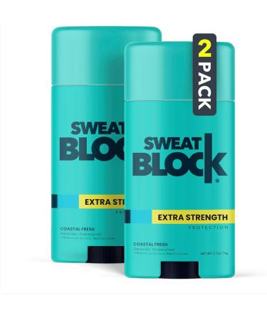 SweatBlock [AM] Deodorant Antiperspirant Solid for Men & Women - Daily Sweat & Odor Protection - Easy, Clean, Smooth Glide - Dermatologist Tested - Coastal Fresh Fragrance, 2.7oz Stick (Daily Strength (2 Pack)) - Buy Online on GoSupps.com