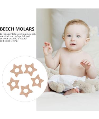 Amosfun 5pcs Wooden Star Shaped Teether Set for Baby Teething | Nursing Pendant Chew Toys for Infant Bed, Crib, Gym - Buy Online on GoSupps.com