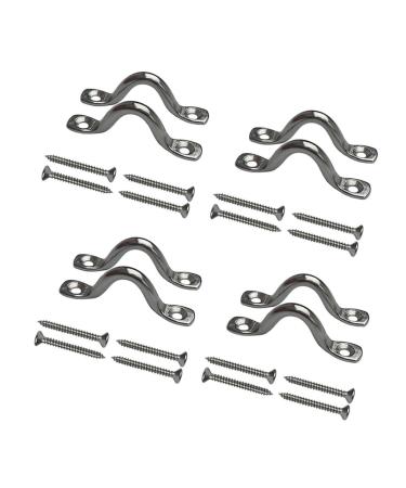 Vtete 8 Pcs Stainless Steel 3/8" Pad Eye Straps for Bimini Boat Top with 16 Pcs Screws, Kayak Deck Loops Tie Down