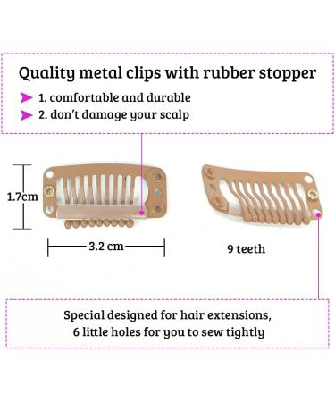 20pcs Hair Extension Clips DIY Wig Combs of 9-Teeth 32mm 1.2g/Pc Metal Snap Hair Clips 1pc Weaving Thread 1set/30pcs Needle Brown - Buy Online on GoSupps.com