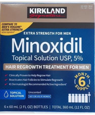 Minoxidil Liquid Extra Strength Hair Regrowth Treatment for Men, 5% Topical Solution, 6 Months Supply - Dropper Applicator Included - Dermatologist Recommended by 4K Logistics