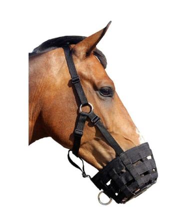 ARBO-INOX - grazing muzzle - black - elastic polypropylene - with ring for guiding (pony)