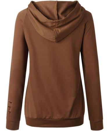 Bigfanshu Womens Dresses Pockets Long Sleeve Hoodies Sweatshirt Pullover Shirt Tops Blouse Brown - Buy Online on GoSupps.com