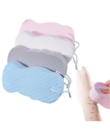 Ultra Soft Bath Body Shower Sponge Magic Bath Sponge Dead Skin Remover Super Soft Exfoliating Bath Sponge Painless Scrub Sponge for Adults Children and Pregnant Wome (White+Grey+Blue+Pink) 3 Count (Pack of 1) White+grey+blue+pink