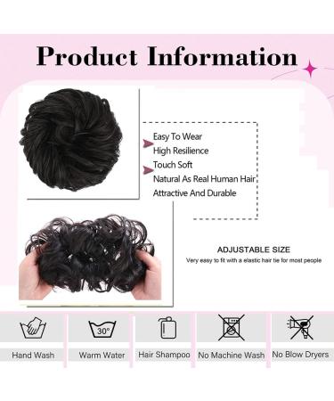 Messy Bun Hair Extensions with Rubber Band | Darkest Brown Synthetic Hair Parts for Large Buns & Ponytails - Buy Online on GoSupps.com