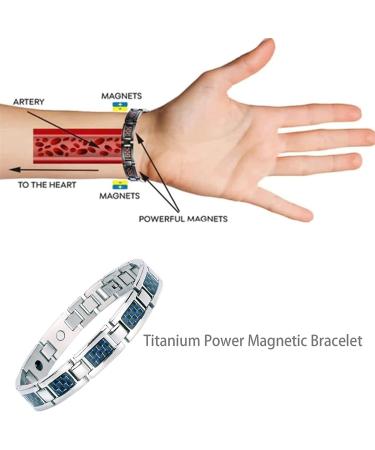Titanium Power Magnetic Bracelet Magnetic Lymph Purifying Bracelet Titanium Slimming Therapy Magnetic Bracelet Magnetic Bracelet for Men Relieve Arthritis Pain (Silver-Blue 1pc) - Buy Online on GoSupps.com