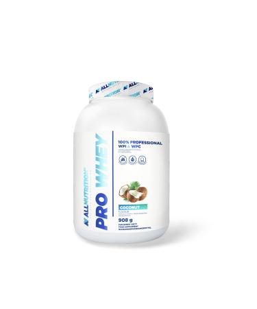 All -Nutrition Pro Whey Protein Powder with branched amino acids - Molken Protein concentrate & whey protein -isolate - pre -workout powder - low -calorie protein powder - 908g - coconut 908g Coconut