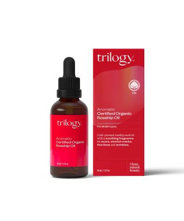 Trilogy Aromatic Certified Organic Rosehip Oil for Face  1.5 Fl Oz - Hydrate & Repair Skin to Reduce Stretch Marks  Scars  Fine Lines & Wrinkles