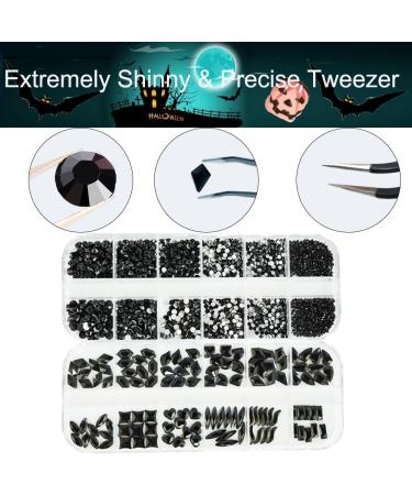 Black Nail Gems Rhinestones Set with Big Charms - 2680pcs | DIY Nail Art Supplies for Makeup & Crafts - Buy Online on GoSupps.com