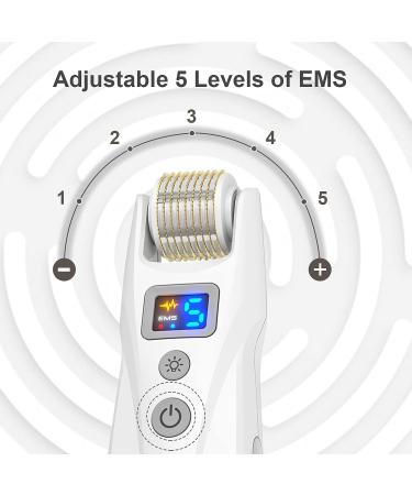 Derma Roller Microneedle Roller 0.25mm for Hair Growth & Face - 540 Titanium Needles, 2 LED Lights, Microvibrations - Skincare Tool for Men and Women - Buy Online on GoSupps.com