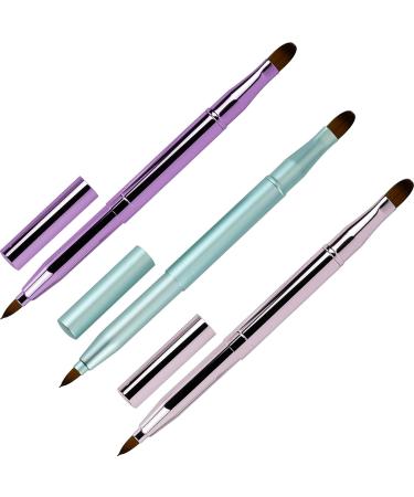 Portable Dual End Lipstick Brush with Cap - Perfect for Lip Contours & Concealer, Ideal as Christmas Gift (Pink) - Buy Online on GoSupps.com