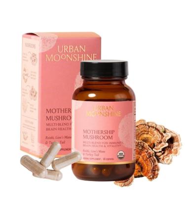 Urban Moonshine Mothership Mushroom Capsule 60ct - New Item - Immune Support - Lion s Mane Mushroom - Reishi - Turkey Tail - Maitake - Certified Organic - Gluten-Free - Vegan - Herbal Capsule