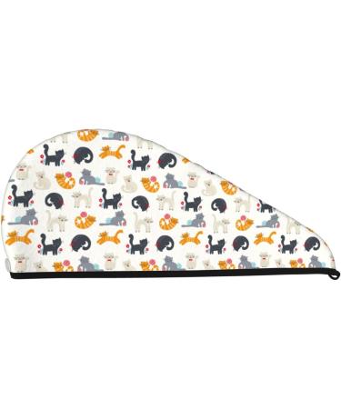 Cute Cats Microfiber Hair Towel - Soft Super Absorbent Wrap for Women | Quick Dry Coral Velvet for Long Curly & Thick Hair - Buy Online on GoSupps.com