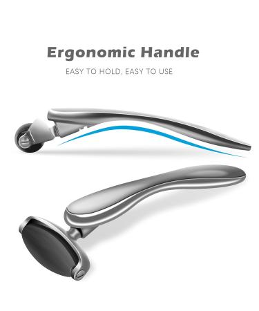 Jade Facial Roller - Rejuvenate Skin & Reduce Puffiness | 3 Interchangeable Heads for Women | Black & Silver Handle - Buy Online on GoSupps.com