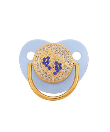 Buy Rhinestone Blue Newborn Baby Dummy Nipple Pacifier - Gold Bling Baby Pacifier & Clips | International Shipping - Buy Online on GoSupps.com