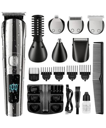 Hair Clippers for Men 6 in 1 Multi Grooming Kit for Men Rechargeable Beard Shaver Cordless Trimmer Hairs Cutting Clippers Body Ear Nose Hair Groomer One Color