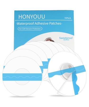 Waterproof Adhesive Patches for CGM Sensor Protection 10 Days Long Stay Clear CGM Tape Libre 3 Sensor Covers 55Pack 6.5cm Transparent