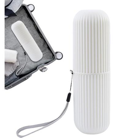 Travel Toothbrush Holder - Portable Toothbrush Container & Mug for Travel Camping Bathroom & School | Durable Stylish Design in White - Buy Online on GoSupps.com