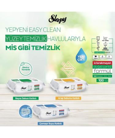 Sleepy Wet Wipes - Herbal Soap Surface Cleaning Towels (6-Pack 600 Sheets) | Easy Clean Effective Cloths for Home & Travel - Buy Online on GoSupps.com