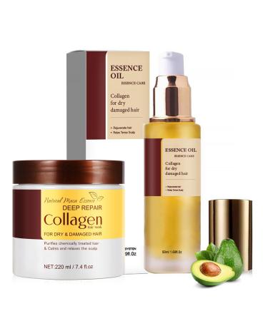 EONFAVE Collagen Hair Mask & Conditioner Maca Hair Care Argan Oil Deep Repair Hair for Very Dry Hair Restoration