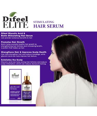 Buy Difeel Elite Glycolic Acid & Biotin Hair Growth Serum - 2 oz. Stimulating Formula for Stronger Hair & Deep Scalp Exfoliation | International Shipping Available - Buy Online on GoSupps.com