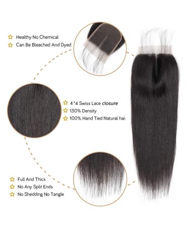Toocci Straight Hair Lace Closure - 4x4 Full Brazilian Human Hair Front Closure with Baby Hair - 8 Inch Quality Lace Wig - Buy Online on GoSupps.com