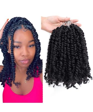 10inch Pre-twisted Passion Twist Hair 7 Pack Pre-looped Short Passion Twists Hair 1B# Weave Master Short Passion Braids Crochet Hair 10 Inch (Pack of 7) 1B