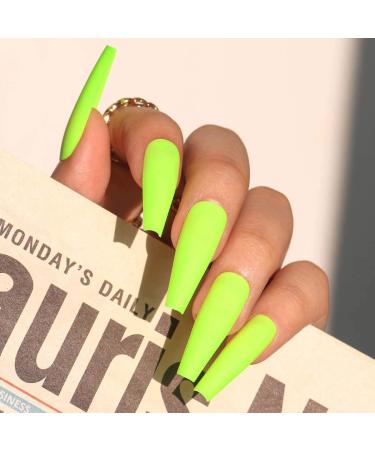 Sethain Matt Blue Ballerina False Nails - Long Complete Coverage Press-On Fingernails for Women & Girls | Stylish & Durable Yellow Design - Buy Online on GoSupps.com