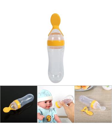 Baby Feeding Spoon - Silicone Squeeze Spoon for Rice Cereal Fruits & Purees | Portable 90ml Feeder for Infants & Toddlers (Yellow) - Buy Online on GoSupps.com