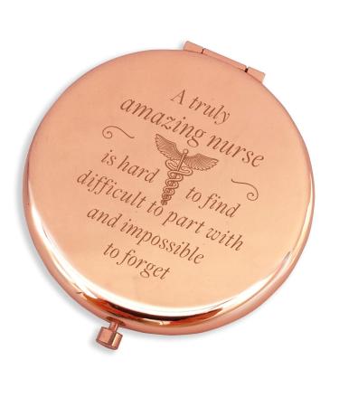 Blue Leaves  Nurse Gifts for Women Nurse Retirement Gifts for Women Nurse Gifts Ideas-Makeup Mirror (2.6 Rose Gold 2X)