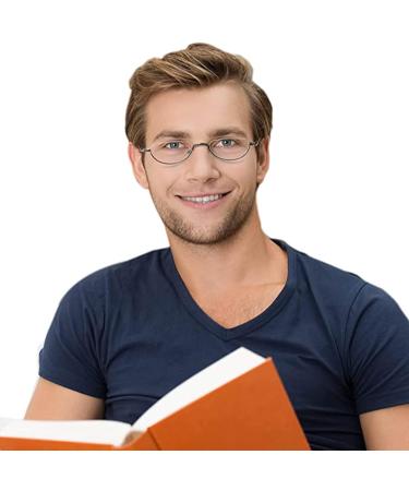 Hubeye 2 Pairs Half Moon Reading Glasses - Metal Slim Frame, Ultra Thin Lens, Spring Hinges - 2.00 Dioptres - Black/Gray - Men and Women - Buy Online on GoSupps.com