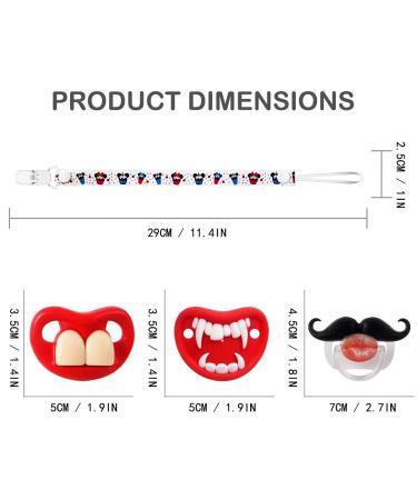 4 Pack Funny Baby Pacifiers 0-6 Months - Mustache, Lips, Binky Kiss Toys - BPA Free for Boys and Girls - Buy Online on GoSupps.com