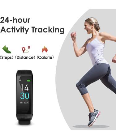 Waterproof Fitness Tracker with Activity & Sleep Monitor - Black Smart Watch for Android & iOS - Buy Online on GoSupps.com