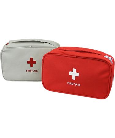Oxford Fabric Medical Bag - Travel First Aid Bag for Families | Caregiver Emergency Bag in Red/Grey - Buy Online on GoSupps.com