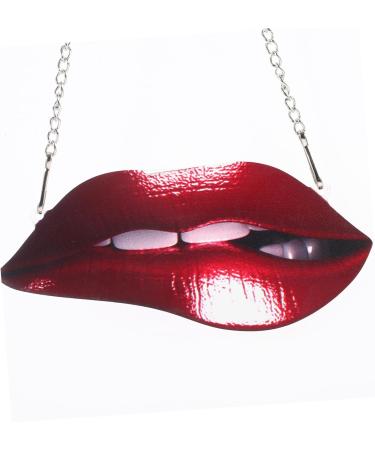 Yardenfun Lip Pendant Fashion Ornament Vintage Women Red Lip Wall Decor Wall Hanging Decor Metal Statue Woman Red 14.50X6.50X0.50CM - Buy Online on GoSupps.com
