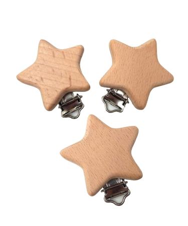 Wooden Beech Star Pacifier Clips - Natural Wood Animal Charm for DIY Beading Chains - Buy Online on GoSupps.com