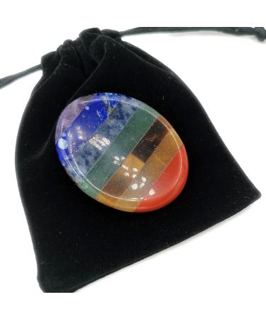 SHARKOOO 7 Chakra Healing Stones Thumb Worry Stone for Anxiety Relief - Oval Meditation Crystal - Buy Online on GoSupps.com