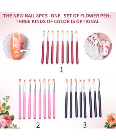 Beavorty 3 Sets UV Gel Nail Brush Nail Painting Pen Detail Drawing Brush Cleaning Gel Nail Art Brush Nail Art Tips Builder Kit De Manicura Nail Gel Nail Art Tool Flower Pen Pink Manicure - Buy Online on GoSupps.com