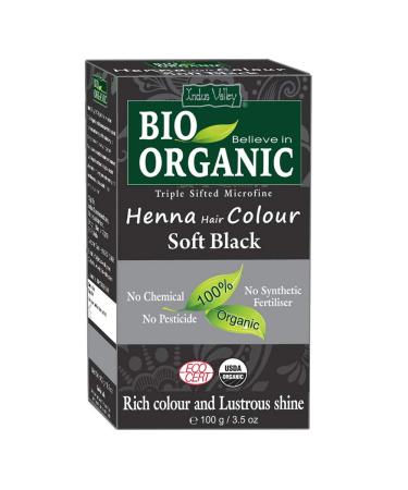Indus Valley Bio Organic Natural Henna Hair Color Soft Black 100gm| 100% Gray Hair Coverage And Long Lasting Hair Dye | Vegan and Cruelty-Free