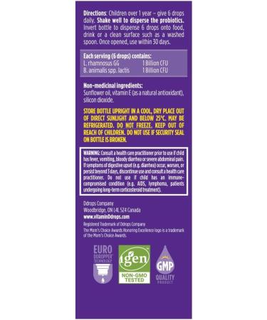 Ddrops Kids Probiotic 30 Servings - Supports Children's Gastrointestinal Health - Easy-to-Use drop format No Sugar Non-GMO Allergy-friendly - Buy Online on GoSupps.com