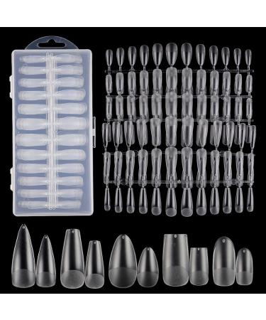 TXMOYI 240pcs Medium Almond Acrylic False Nail Tips Kit Soft Gel Full Cover Matte Press on Nails Clear Artificial Fake Nails for Nail Extension Long Coffin Stiletto Medium Square Oval Shaped Ballerina Nail Art Tips Set w...