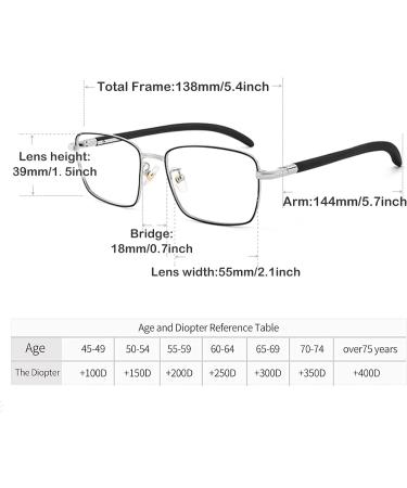 Wcxixo Stylish Business Reading Glasses for Men - Retro Rectangle Blue Light Blocking Readers with Wood Arm | 1.5x Magnification - Buy Online on GoSupps.com